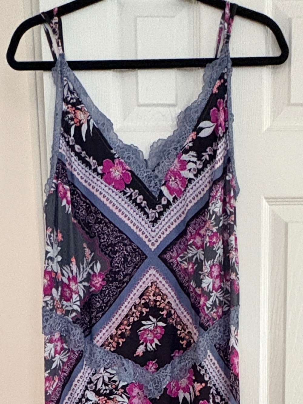 Free People Stevie Printed Lace Trim Maxi Dress. 58 in Length.